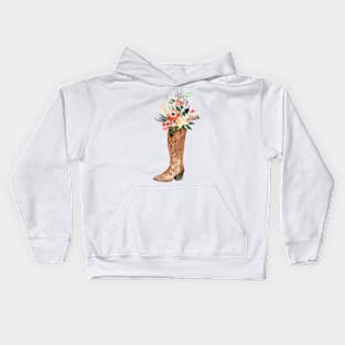 Cowboy Boot Floral Kids Hoodie